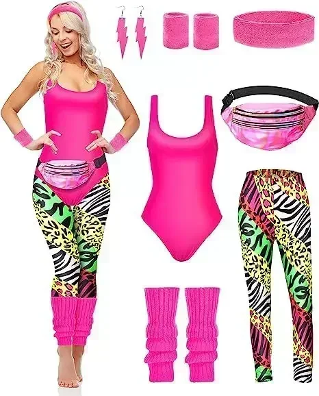 Women'S Fashion From The 80S - 7종 80년대 스타일 운동복 코스튬 액세서리