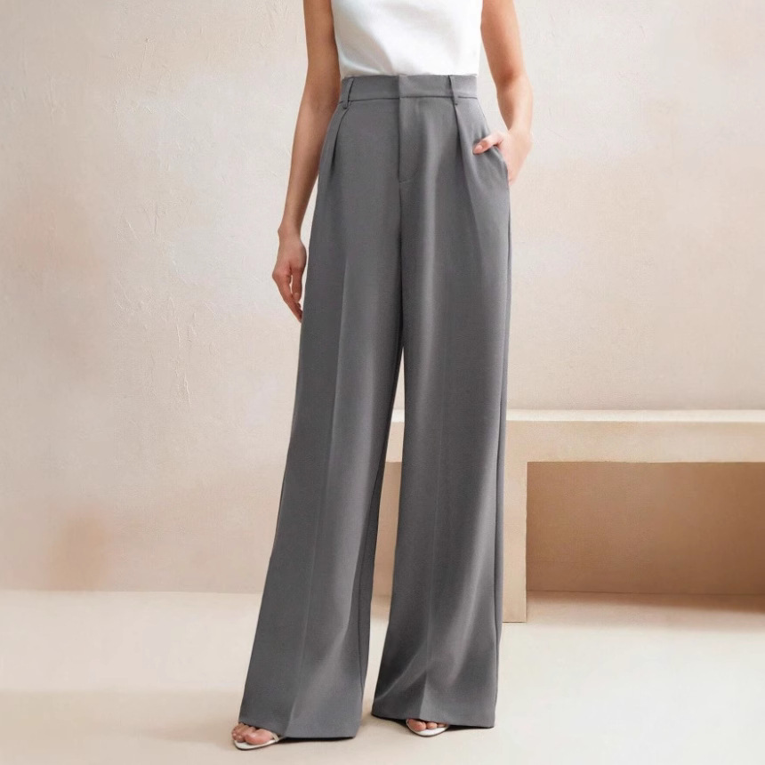 Women'S Fashion Business Casual - 캐주얼 드레이프 루즈핏 와이드 레그 팬츠