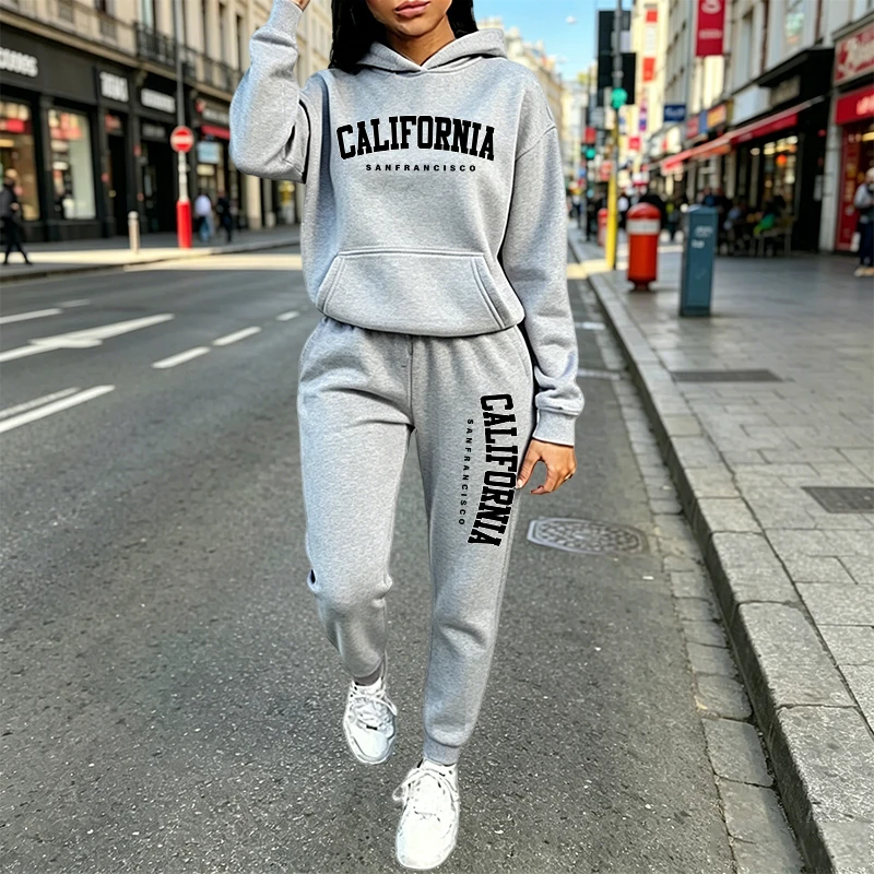 Women'S Fashion Winter 2026 - 도시 캐주얼 패션 후드 조거 수트