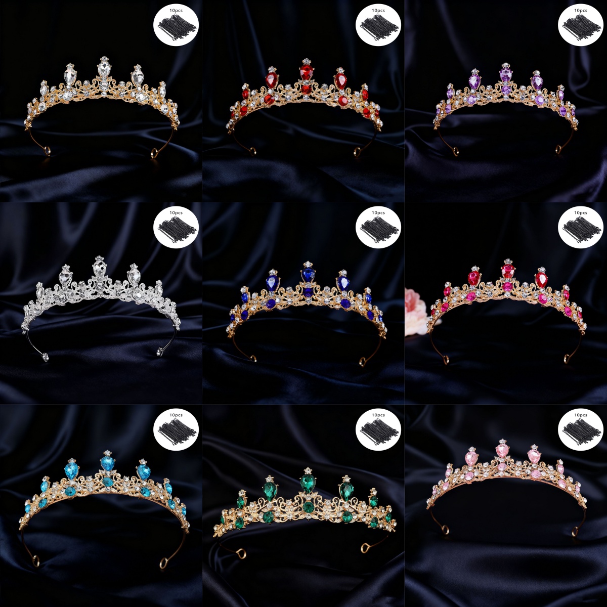 브라이덜 티아라 빈티지 스크롤 라인스톤 퀸 크라운 10 - Women Queen Fashion 리뷰 및 가격