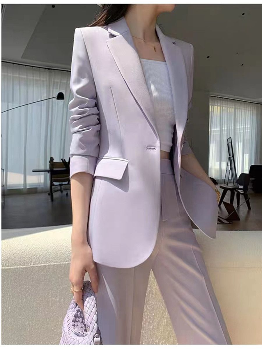 올링엔틀 퍼플 여성용 투피스 수트 원버튼 패션 블레이저 - Women'S Fashion Business Casual 리뷰 및 가격