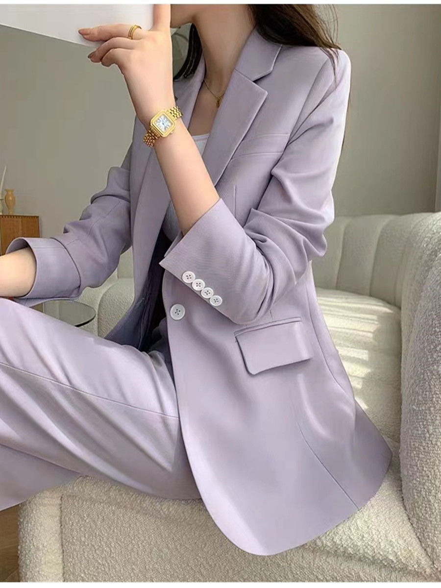 올링엔틀 퍼플 여성용 투피스 수트 원버튼 패션 블레이저 - Women'S Fashion Business Casual 리뷰 및 가격