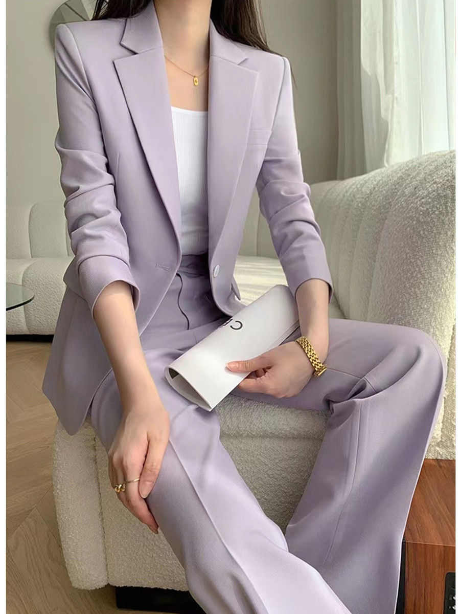 올링엔틀 퍼플 여성용 투피스 수트 원버튼 패션 블레이저 - Women'S Fashion Business Casual 리뷰 및 가격