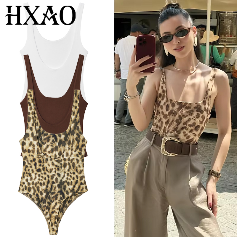 HXAO 레오파드 슬립 바디수트 여성 여름 2025 섹 - Corset Top Boned 리뷰 및 가격