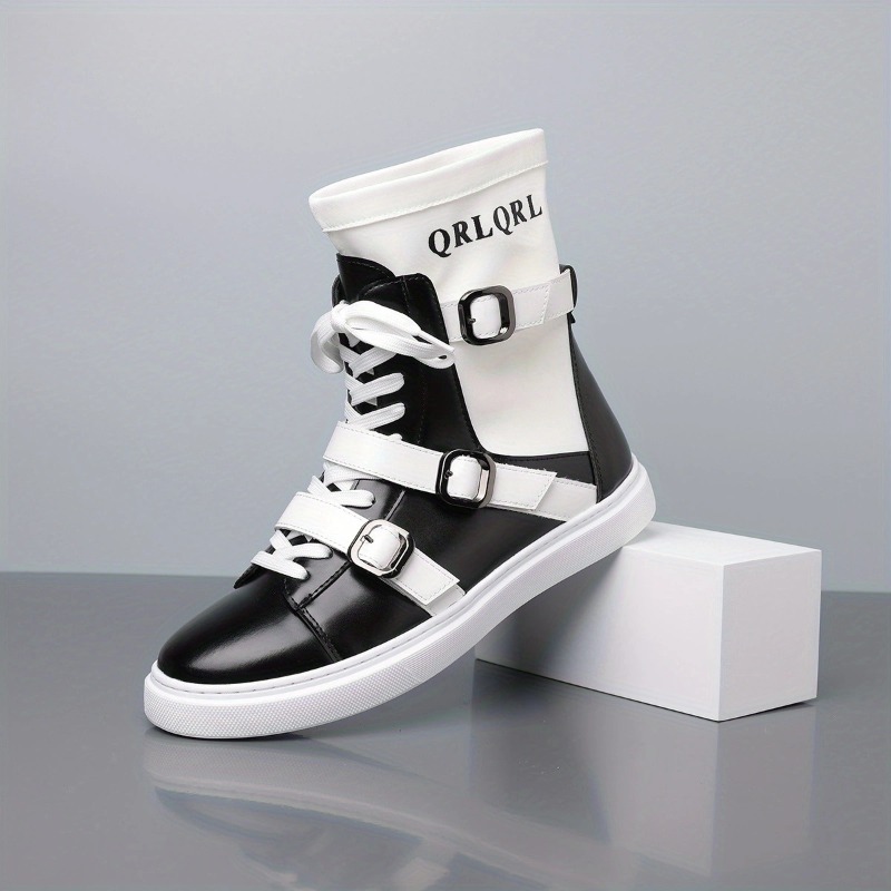 남성 부츠 패션 벨트 버클 디자이너 하이탑 부츠 고품질 - Women'S Fashion Business Casual 리뷰 및 가격