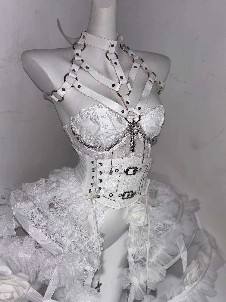 로리타 코스튬 플라워 본 헤비 크래프트 핸드메이드 순백 - Corset Top Boned 리뷰 및 가격