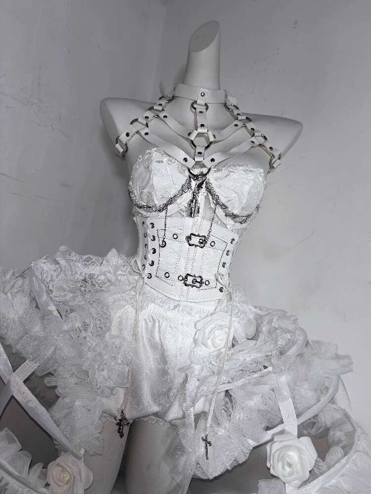 로리타 코스튬 플라워 본 헤비 크래프트 핸드메이드 순백 - Corset Top Boned 리뷰 및 가격