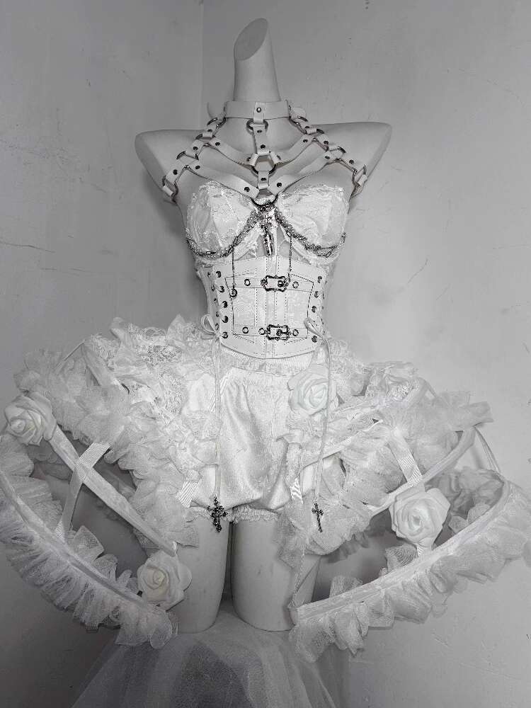 로리타 코스튬 플라워 본 헤비 크래프트 핸드메이드 순백 - Corset Top Boned 리뷰 및 가격