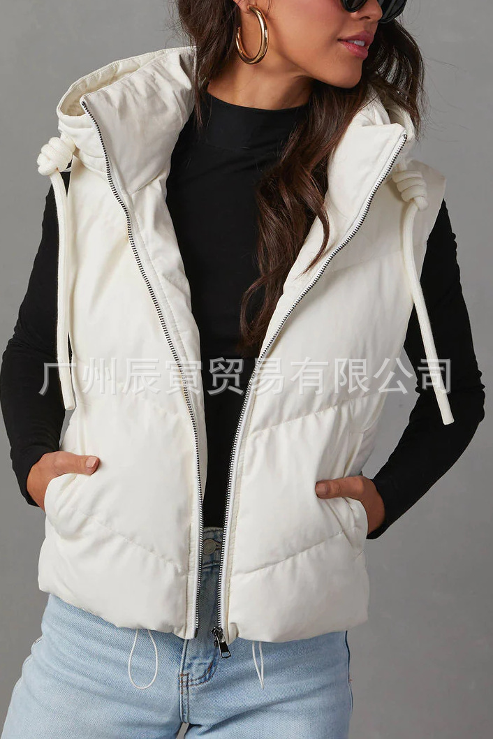 여성용 솔리드 컬러 후드 패딩 조끼 루즈한 두꺼운 짧은 - Women'S Fashion Gilet 리뷰 및 가격