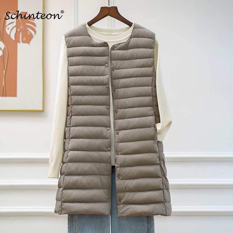 Schinteon 여성용 초경량 다운 조끼 롱 캐주얼  - Women'S Fashion Gilet 리뷰 및 가격