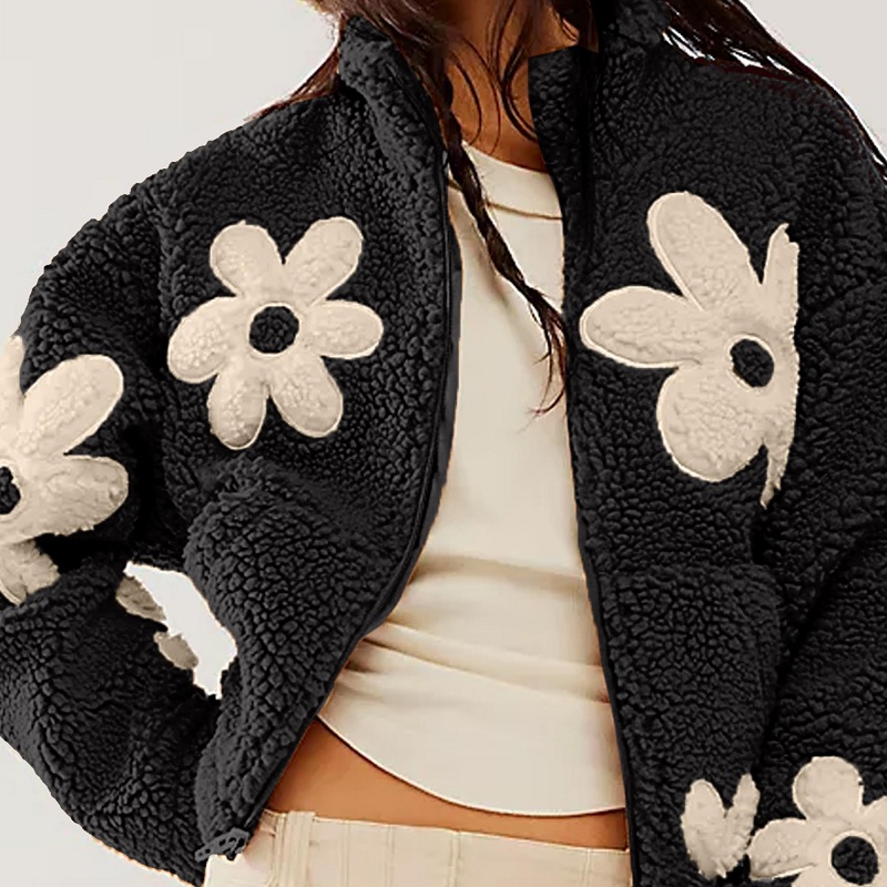 여성용 따뜻한 램 모직 코트, 꽃 프린트 지퍼 탑 카디 - Sherpa Coat Women 리뷰 및 가격
