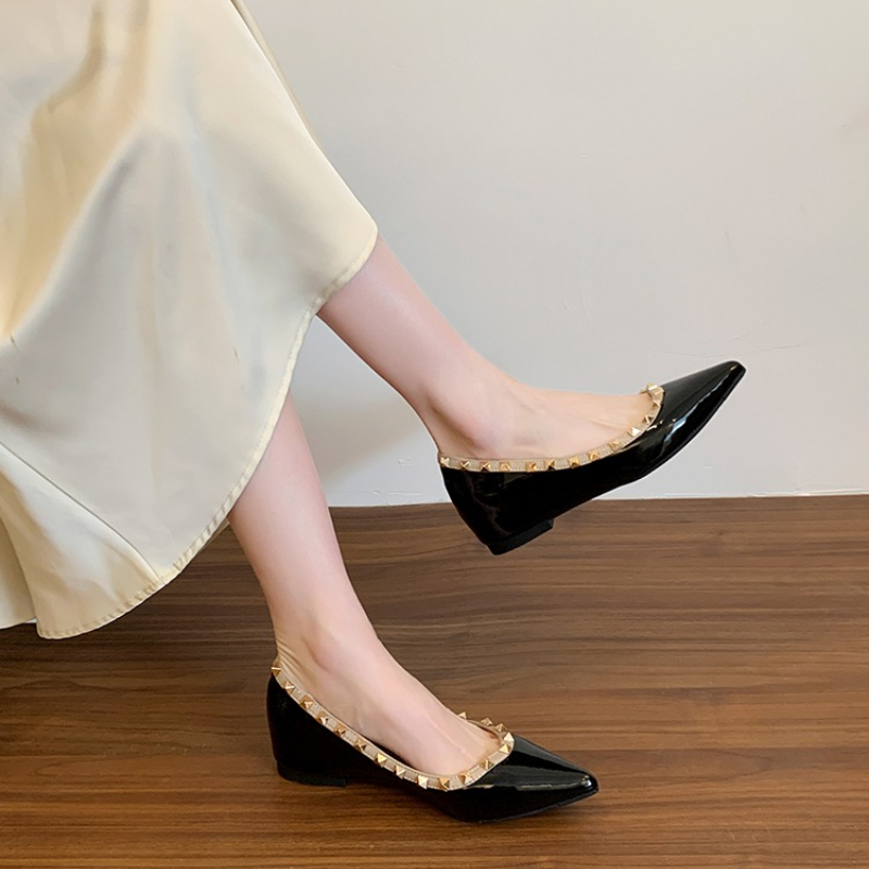 패션 포인티드 토 하이힐 여름 여성용 레트로 리벳 캐주 - Women'S Fashion Business Casual 리뷰 및 가격