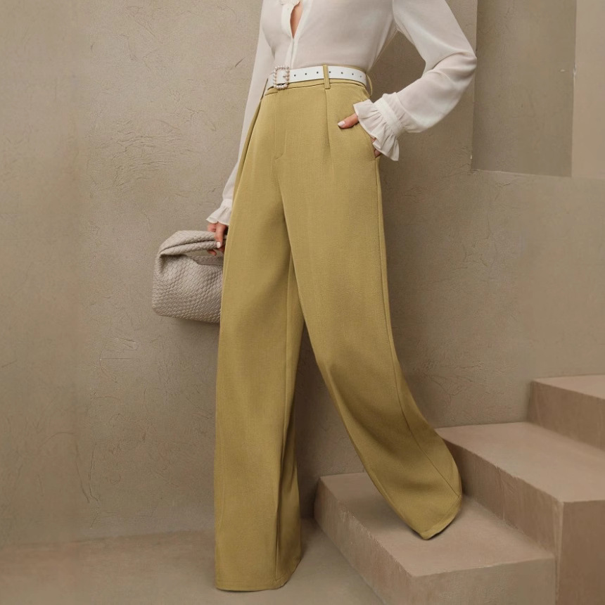 캐주얼 드레이프 루즈핏 와이드 레그 팬츠 하이웨이스트  - Women'S Fashion Business Casual 리뷰 및 가격