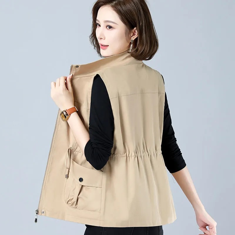 여성용 경량 스탠드 칼라 조끼, 허리 조절끈, 민소매, - Women'S Fashion Gilet 리뷰 및 가격